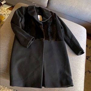 Zara Black wool jacket Faux fur front